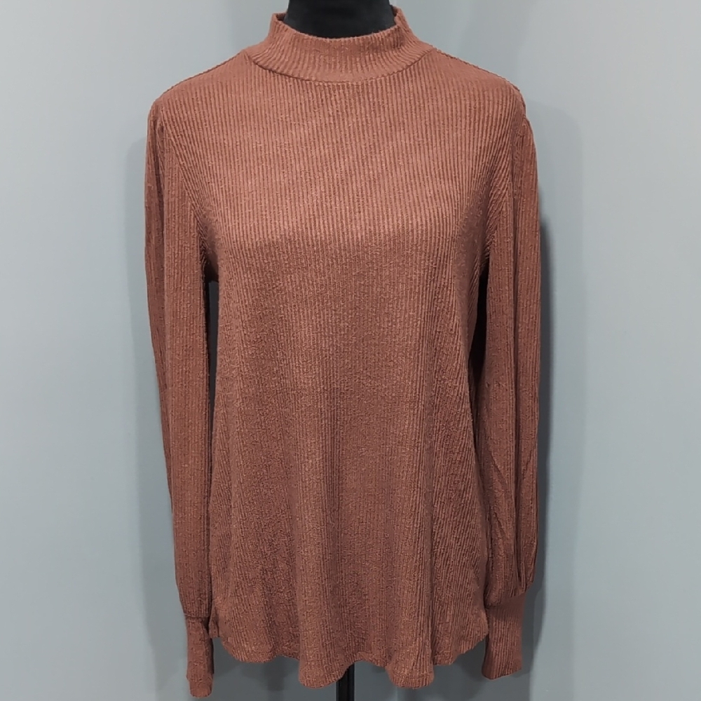 Maurices Dark Rusty Brown Ribbed Knit Top